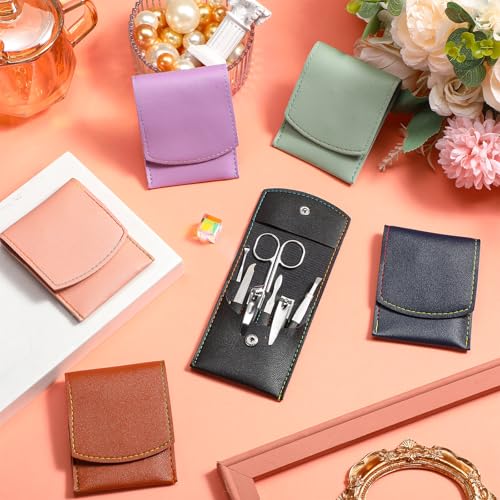 30 Set Manicure Kit Bulk Nail Clippers 7 in 1 Mini Nail Clippers Stainless Steel Professional Care Pedicure with Travel Bag Grooming Kit for Women Men Home(Retro Color,Stylish)