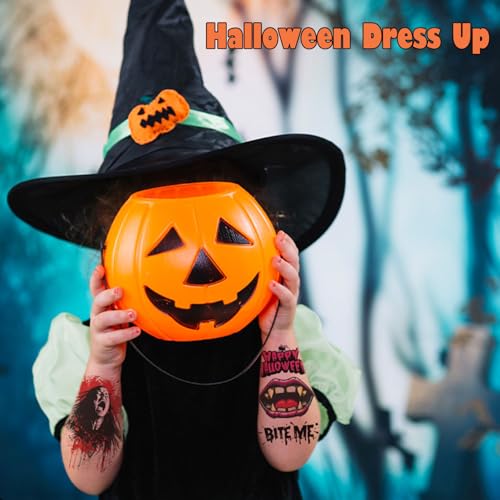 Halloween Temporary Tattoos, 36 Sheets Large Realistic Tattoos for Kids & Adults, Party Decoration Tattoos