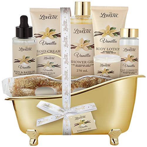 Luxury Spa Gift Basket for Women - Vanilla Bath & Body Set with Candle & Eye Mask