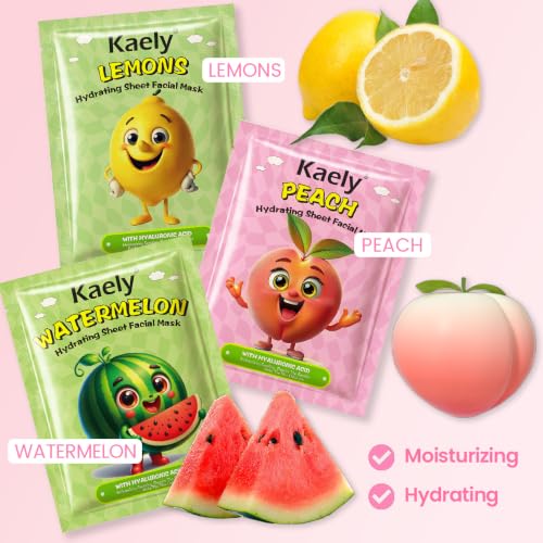 Fruit Face Masks for Kids 6-Pack | Moisturizing Skin Care Set for All Skin Types