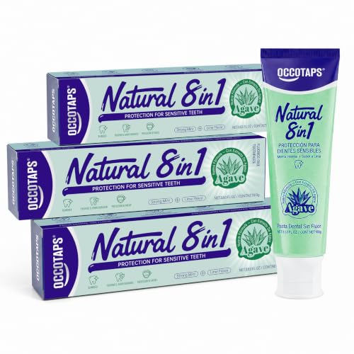 Occotaps Natural Agave Fluoride-Free Toothpaste for Sensitive Teeth 3 Pack 3.53 fl oz