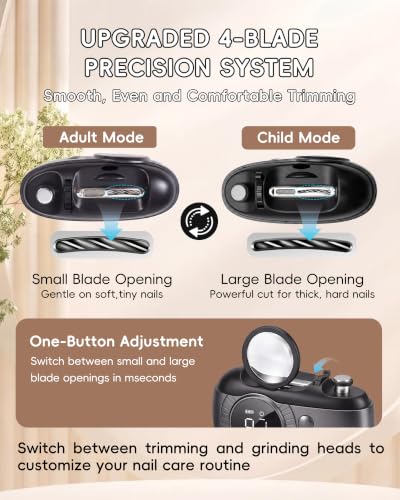 Electric Nail Clipper 3-in-1 Nail Trimmer with LED Light & Magnifier