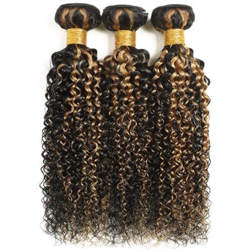 Brazilian Human Hair Bundles P1B/27 Curly Wave 8-12 Inch Highlight Ombre Blonde