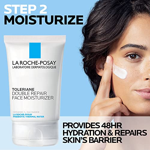 Skin Care Set with Hydrating Moisturizer & Gentle Cleanser for Dry & Sensitive Skin - Travel Size Included