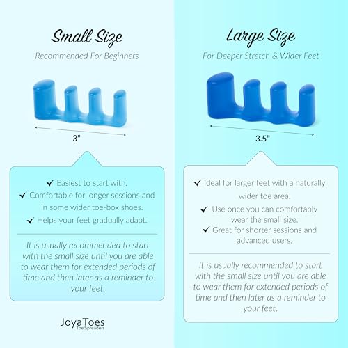 Toe Separators for Yoga & Foot Recovery ? Soft Gel Toe Spacers for Toe Splay Comfort ? Reusable, Washable ? Large, Blue, 1 Pair