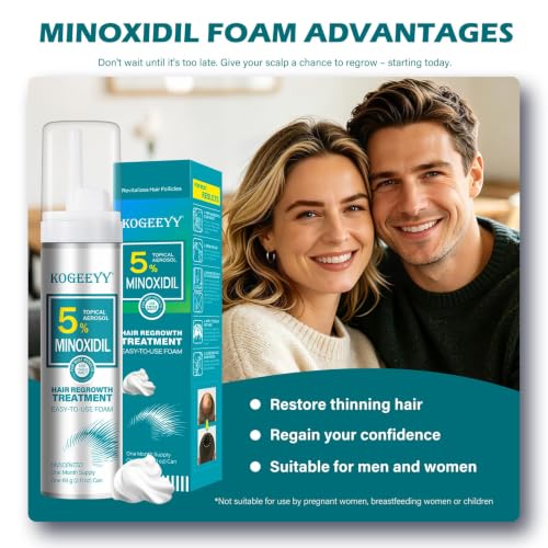 5% Minoxidil Foam for Men Hair & Beard Growth - Extra Strength, Unscented, 4.22oz (2 Pack)