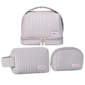 Makeup Bag Set of 3, Toiletry Bag for Women, Small Makeup Bag for Purse, Cute Quilted Cosmetic Bag for Travel, Gift for Women, Light Purple