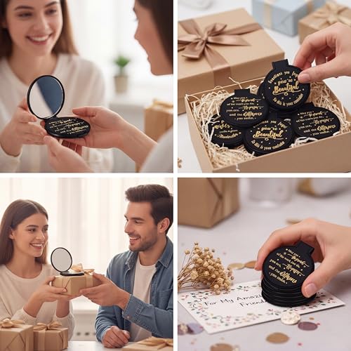Wenqik 36 Pack Black Compact Mirrors Bulk Inspirational Gift for Women