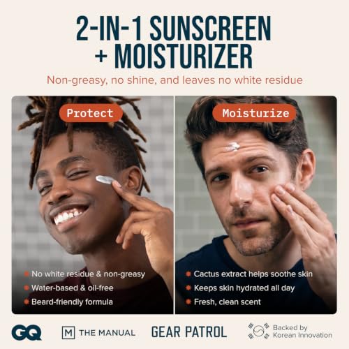 Men's SPF 30 Facial Moisturizer with Cactus Extract, 1.7 Fl Oz - Sun Protection & Anti-Aging