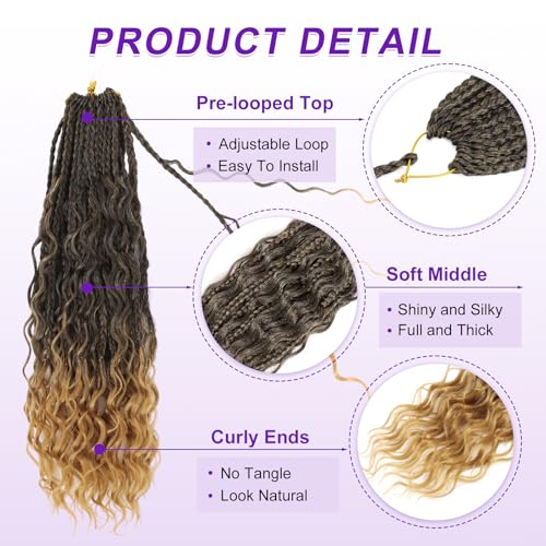 18 Inch Goddess Box Braids Crochet Hair for Black Women - T1B/27# - Pack of 7