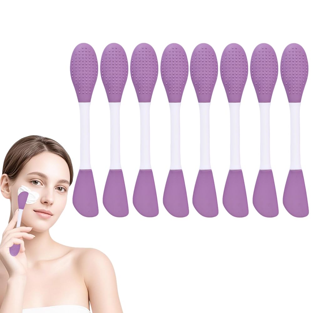 8PCS Silicone Face Mask Brush Facial Cleansing Brush,2 in 1 Silicone Face Brush Face Scrubber, for Exfoliating Massaging Remove Blackheads Makeup Skincare Removal for Mud Clay Body Lotion