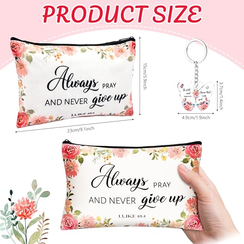 HUFAND 24Pcs Christian Gifts for Women Makeup Bags & Butterfly Keychains Set - Inspirational Religious Gift Set