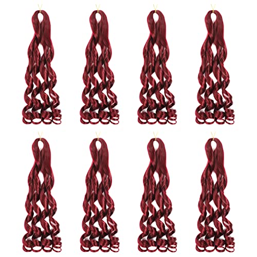 French Curly Braiding Hair Burgundy 24 Inch 8 Packs for Black Women