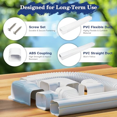 10ft Mini Split Line Set Cover PVC for AC & Heat Pump White