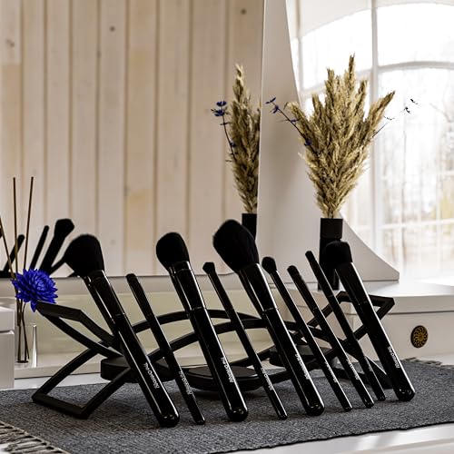 Essential Collection: 9-Piece Synthetic Makeup Brush Gift Set in Gloss Black for Face and Eyes?Ideal for Foundation, Powder, Blending, Blush, Bronzer, Eyeliner, and Eyeshadow