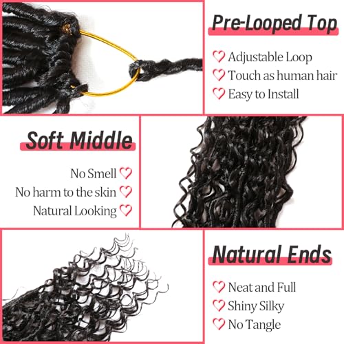 Goddess Locs Crochet Hair 24 Inch - Soft Boho Faux Locs for Black Women, 8 Packs (1B#)