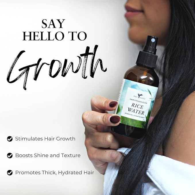 HAPPIE HUMMINGBYRD Fermented Rice Water Hair Growth Spray 4oz Pack of 2 for Thicker, Shinier Hair