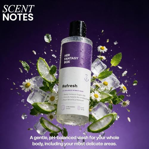 Her Fantasy Box Refresh pH Balancing Feminine Shower Gel - 16 oz, Natural & Gentle Care