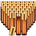 Tanlade 100 Pcs Essential Oil Roller Bottles 10 ml Amber Roll on Glass Refillable Leakproof Empty Rollerball Bottles with Funnels and Stainless Steel Roller Balls for Travel Lip Gloss