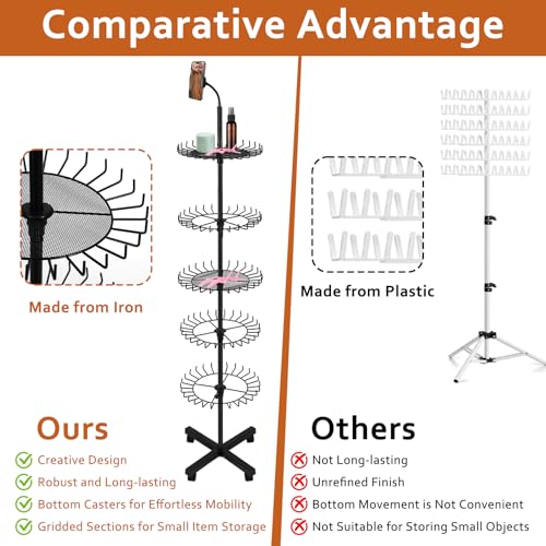 Braiding Hair Rack Standing Hair Extension Holder 140 Pegs Braiding Hair Rack and Divider Stand with Phone Holder & Stylist Hair Braiding Tools for Hair Salon Home Traveling