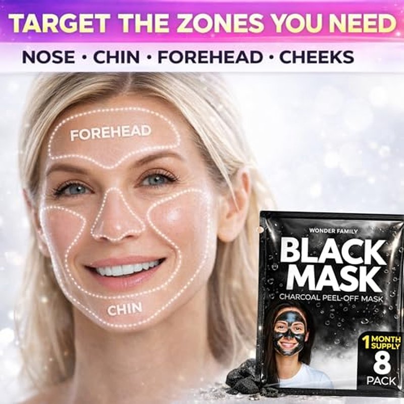 Activated Charcoal Face Masks Skincare 2 pack (16 sachets) - Korean Skin Care Products - Face Mask Peel Off Skin Care - Gently Cleansing Charcoal Face Mask for Men & Women Face Care