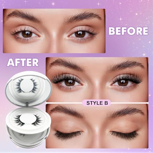 Hunnyfit Magnetic Lashes,Magnetic Eyelashes with Applicator, Magnet Eyelashes Natural Look,Reusable Magnet Lashes No Glue Needed Soft Lashes Kit(Natural+Natural)