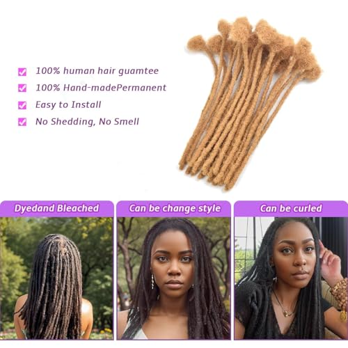 Honey Blonde Human Hair Dreadlock Extensions 8 Inch - Full Head Style