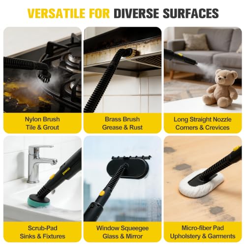 Steam Cleaner for Home Bright Yellow, 10s Heat-Up, 3.5 Bar High Pressure, No Chemicals