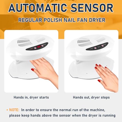 Nail Dryer for Regular Polish 400W Large Fan with Warm and Cool Air - White