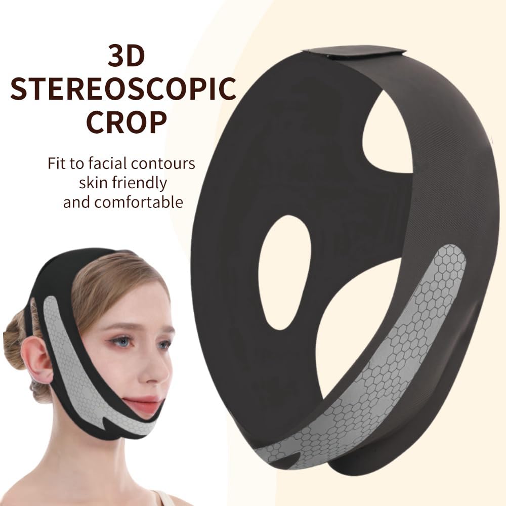 ROWMATE Graphene V-Line Mask, Chin Strap for Sleeping,Chin Strap for Women,Jaw Exerciser,Black,M