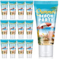 12 Pcs Mini Sunscreen Bulk for Valentine Gifts Summer Travel Size Spf 30 Water Resistant Sunblock Sunscreen Lotion Bulk for Valentines Day Favors for Pool Party(White Cream,Beach)