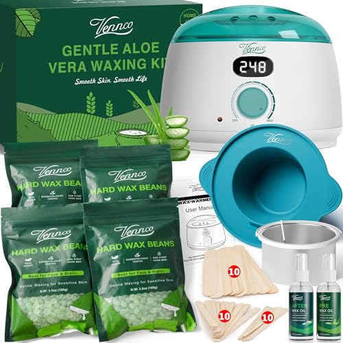 Vennco Waxing Kit for Women and Men - Aloe Hard Wax Beads & Warmer - Write Variation