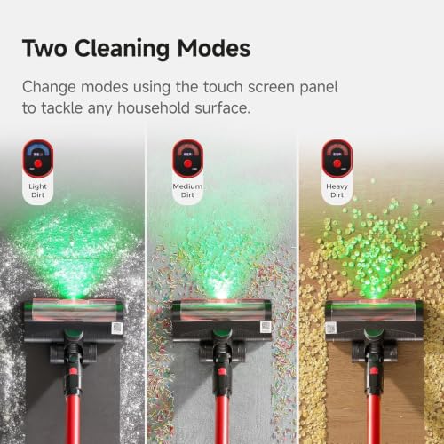 uwant VC2401-U Cordless Vacuum Cleaner 35KPa, Red-Black, Anti-Tangle, HEPA, 50min Run Time