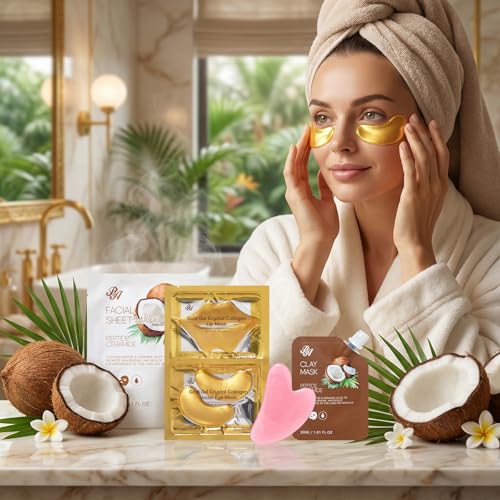 Home Spa Gift Basket Set with Skin Care Masks & Body Products for Women & Men