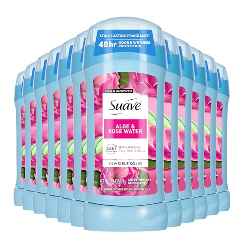 Women’s Invisible Antiperspirant Deodorant Stick - 48Hr Odor & Wetness Protection, Aloe & Rosewater, Sensitive Skin, 2.6 oz Bulk Pack