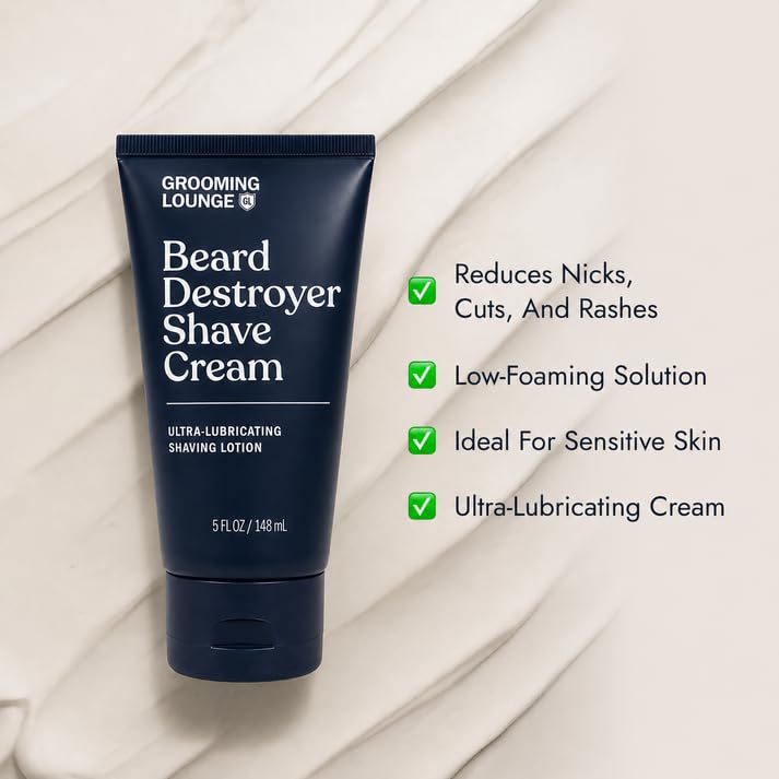 Grooming Lounge Beard Destroyer Shave Cream for Men, Rosemary & Aloe