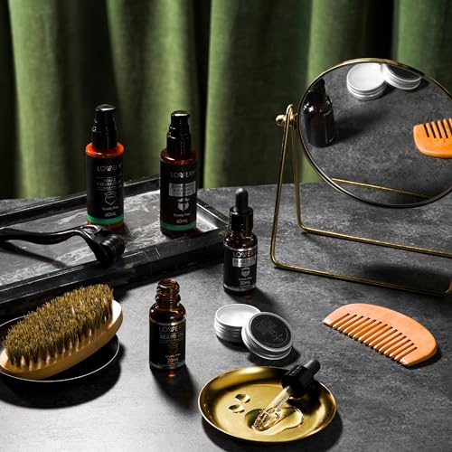 Men's Beard Grooming Kit with Black Variation - Oil, Balm, Wash, Brush & More