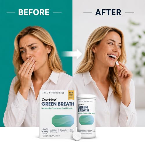 OraTicx Green Breath Oral Probiotics 30 Count - Mint Flavor, 4 Pack - Natural Fresh Breath Support