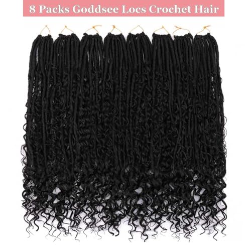 Boho Faux Locs Crochet Hair 24 Inch - 8 Packs Soft Curly Ends for Black Women - Variation of THIS listing