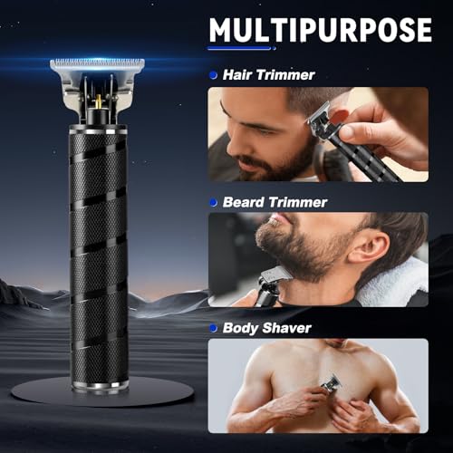 Men's Cordless Beard Trimmer with Titanium Ceramic T-Blade - Black