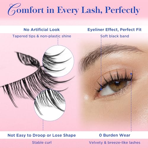Bepholan Manga Eyelashes Natural Look False Eyelashes Anime Lashes Wispy Fluffy Spiky 3D Volume Eyelashes Pack Cosplay Fake Eyelashes Look Like Individual Cluster 7 Pairs(AN02£©