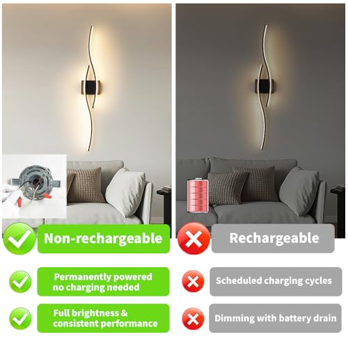 Daunton 40.5in Hardwired Black Wall Sconce Set of 2 with Remote, Dimmable LED, 3-CCT, Memory & Timer