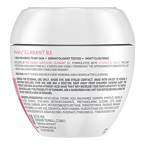 Pond's Clarant B3 Dark Spot Correcting Cream 7 oz (Pack of 4) – Daily Moisturizer for Dry Skin with Vitamins B3 & C