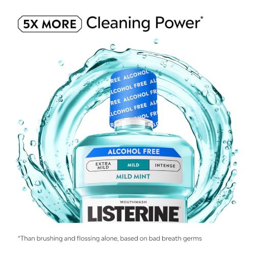 Listerine Cool Mint Alcohol-Free Mouthwash - Mild Mint, 16.9 Fl Oz (Pack of 1)