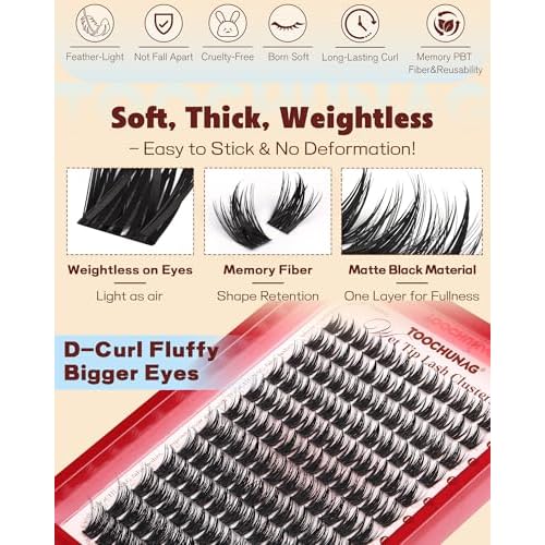 Manga Lash Clusters Anime Eyelash Clusters Volume Cluster Eyelash Extensions 12-18mm Thick Spiky Lashes Clusters 144pcs Cluster Lashes Individual DIY Lash Extension by TOOCHUNAG