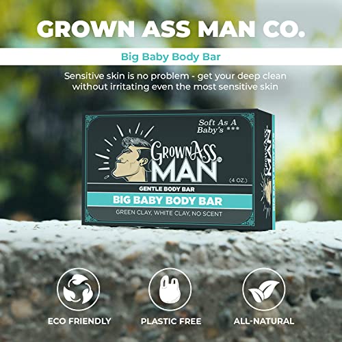 Grown Ass Man Co. Body Bars - Natural Organic Exfoliating & Soothing Soap 4oz 6-Pack
