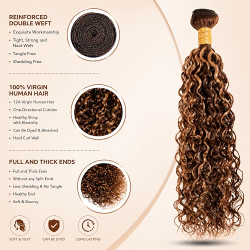 P4/30 Water Wave Human Hair Bundles - 26 Inch Unprocessed Brazilian Virgin Hair - Variation #HL P4/30 W / 26