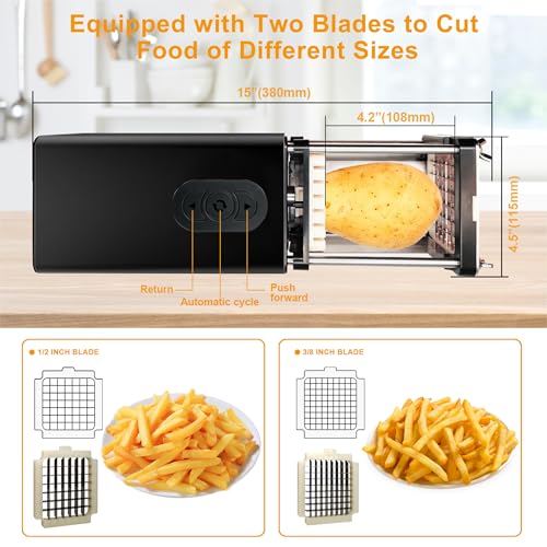 Electric French Fry Cutter Stainless Steel Potato Slicer for Commercial & Home Use