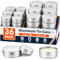 36 Pack Aluminum Tin Cans with Screw Lids - 1oz & 2oz Metal Storage Jars