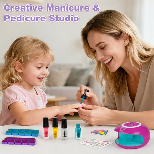 Kids Foot Spa & Nail Kit Set - Medium Size Spa Day Gift for Girls - 25 pcs